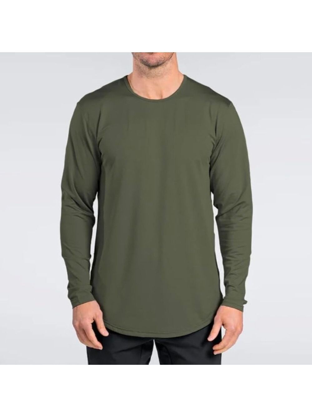 Bylt Premium Basics Drop Cut Long Sleeve Olive Green Shirt Size Large